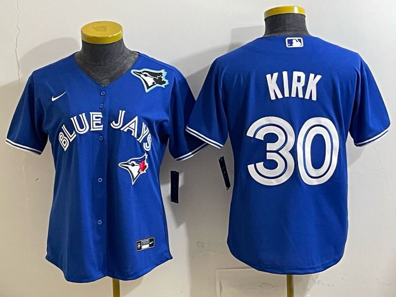 Women 2025 Nike Toronto Blue Jays #30 Kirk Blue Game MLB Jersey 04->women mlb jersey->Women Jersey